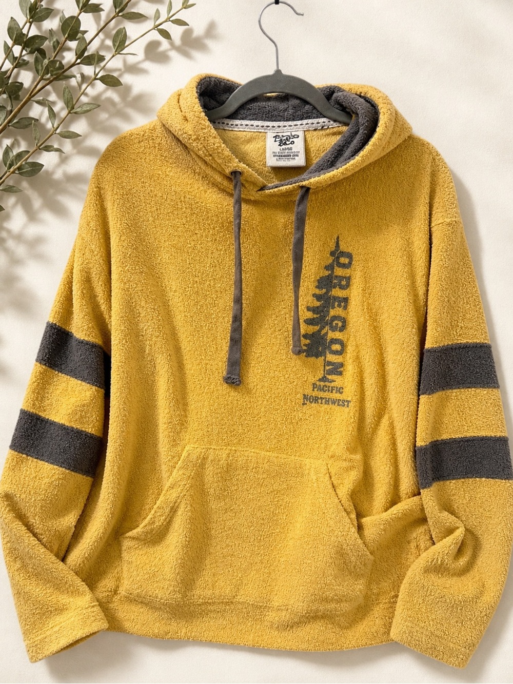 Cozy Yellow Scoop-Neck Hooded Pullover Sweatshirt